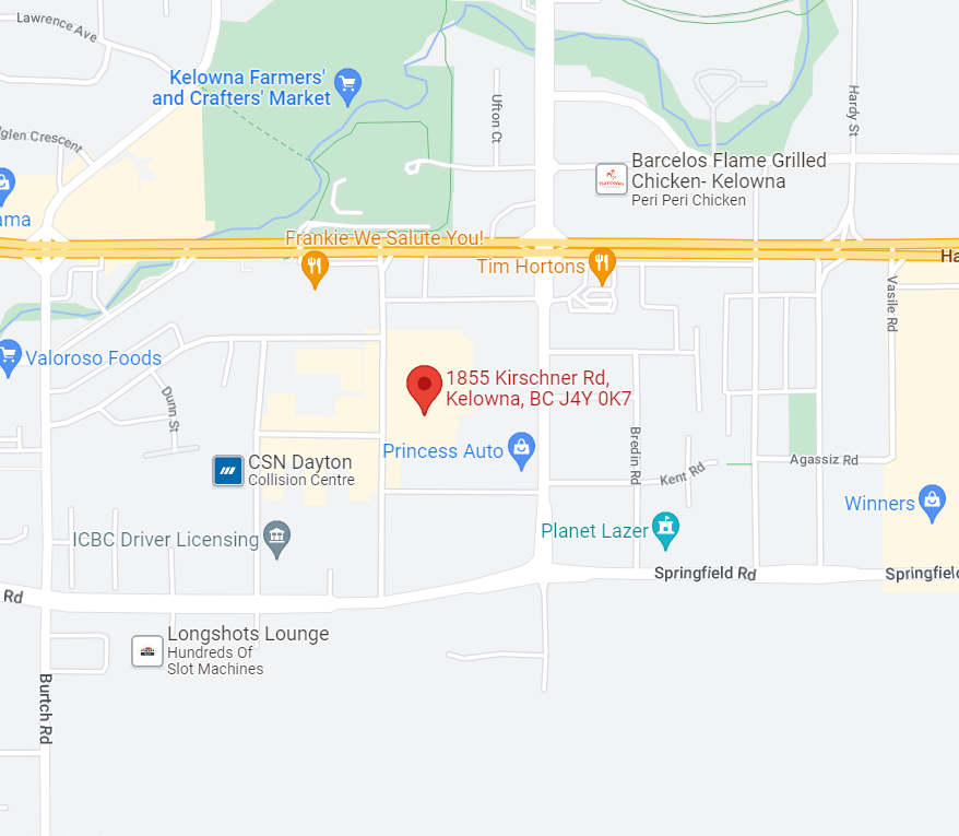Map to BCG Counselling Group location in Kelowna, BC